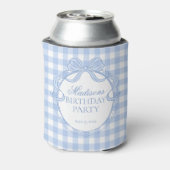 Blue Gingham Coquette Bow Birthday Party Favor 缶クーラー (缶裏面)