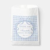 Blue Gingham Coquette Bow Bridal Shower Dessert フェイバーバッグ (正面)