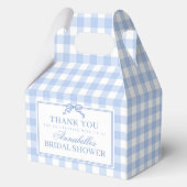 Blue Gingham Coquette Bow Bridal Shower Favor フェイバーボックス (裏面)
