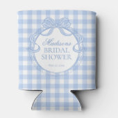Blue Gingham Coquette Bow Bridal Shower Favor 缶クーラー (裏面)