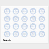 Blue Gingham Coquette Bow Bridal Shower Seal ラウンドシール (シート)