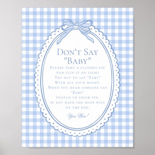 Blue Gingham Coquette Bow Dont Say Baby Game ポスター (正面)