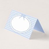 Blue Gingham Coquette Bow Place Card Table Decor (正面)