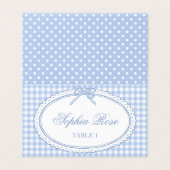 Blue Gingham Coquette Bow Place Card Table Decor (外部フラット)