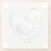 Blue Gingham Cottage Hen ガラスコースター (裏面)