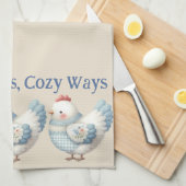 Blue Gingham Cottage Hen  キッチンタオル (四つ折り)