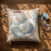 Blue Gingham Cottage Hen クッション