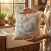 Blue Gingham Cottage Hen クッション