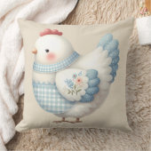 Blue Gingham Cottage Hen クッション (ブランケット)
