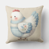 Blue Gingham Cottage Hen クッション (裏面)