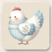 Blue Gingham Cottage Hen コースター (正面)