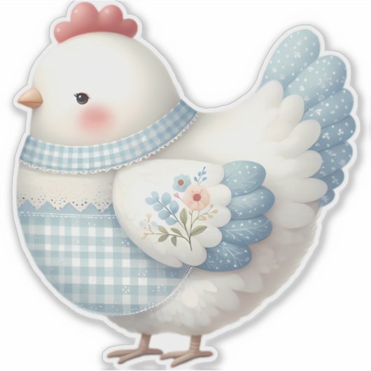 Blue Gingham Cottage Hen シール (正面)