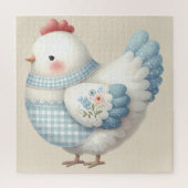 Blue Gingham Cottage Hen ジグソーパズル (縦)
