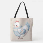 Blue Gingham Cottage Hen トートバッグ (正面)