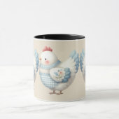 Blue Gingham Cottage Hen マグカップ (中央)