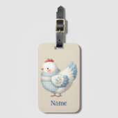 Blue Gingham Cottage Hen ラゲッジタグ (正面縦)