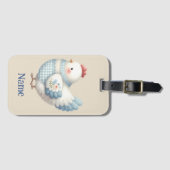 Blue Gingham Cottage Hen ラゲッジタグ (正面横)