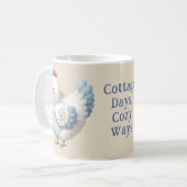 Blue Gingham Cottage Hen Cozy Ways コーヒーマグカップ (正面左)