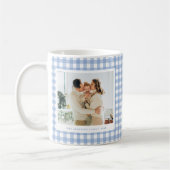 Blue Gingham Custom Photo コーヒーマグカップ (左)