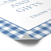 Blue Gingham Duck Cards Gifts Baby Shower Sign ポスター (角)
