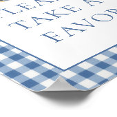 Blue Gingham Duck Favor Baby Shower Sign ポスター (角)