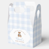 Blue Gingham Elegant Teddy Bear Baby Shower フェイバーボックス (オープン)