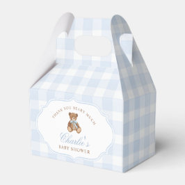 Blue Gingham Elegant Teddy Bear Baby Shower フェイバーボックス