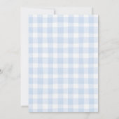 Blue Gingham Elegant Teddy Bear Baby Shower 招待状 (裏面)