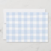 Blue Gingham Elegant Teddy Bear Baby Shower Photo 招待状 (裏面)