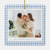 Blue Gingham Family Photo セラミックオーナメント (裏面)