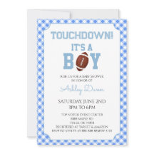 Blue Gingham Football Baby Shower