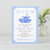 Blue Gingham Golf Baby Shower 招待状 (スタンド正面)