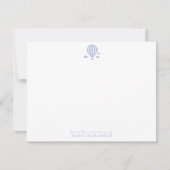 Blue Gingham Hot Air Balloon Nursery Note Card 招待状 (正面)