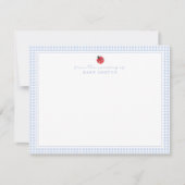Blue Gingham Ladybug Nursery Note Card 案内状 (正面)
