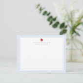 Blue Gingham Ladybug Nursery Note Card 案内状 (スタンド正面)