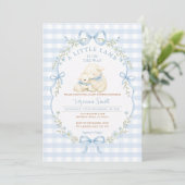 Blue Gingham Little Lamb Baby Shower Invitation 招待状 (スタンド正面)