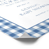 Blue Gingham Mallard Duck Welcome to Baby Shower ポスター (角)
