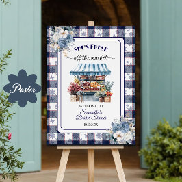 Blue Gingham Off the Market Bridal Shower  ポスター
