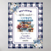 Blue Gingham Off the Market Bridal Shower  ポスター (正面)