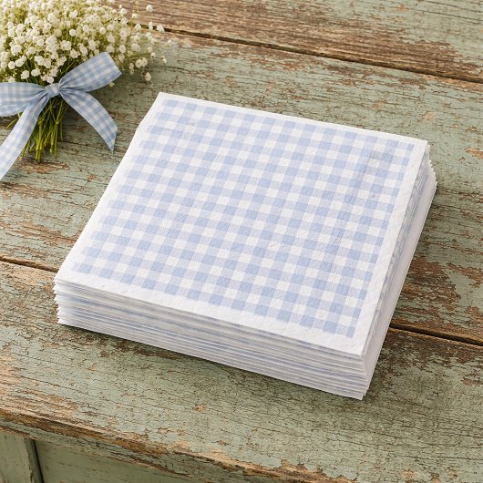 Blue Gingham Paper Napkins スタンダードランチョンナプキン