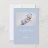 Blue Gingham Pattern Boys Baby Thank You Card サンキューカード (裏面)