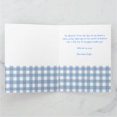 Blue Gingham Personalized Baby Welcome Card カード (内部)