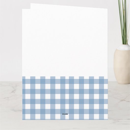 Blue Gingham Personalized Baby Welcome Card  カード (裏面)