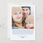 Blue Gingham Plaid Hanukkah Photo Custom Message シーズンカード (裏面)