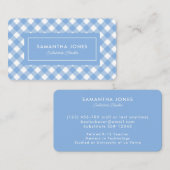 Blue Gingham Plaid Substitute Teacher Contact Info 名刺 (正面/裏面)