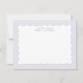 Blue Gingham Preppy Wavy Frame Nursery Note card 招待状 (正面)