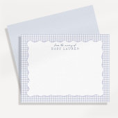 Blue Gingham Preppy Wavy Frame Nursery Note card 招待状