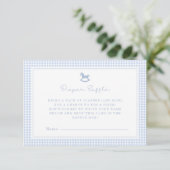 Blue Gingham Rocking Horse Diaper Raffle Card 案内状 (スタンド正面)