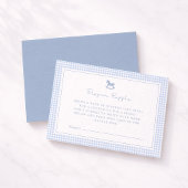 Blue Gingham Rocking Horse Diaper Raffle Card 案内状