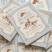 Blue Gingham Rope Rodeo Invitation 招待状